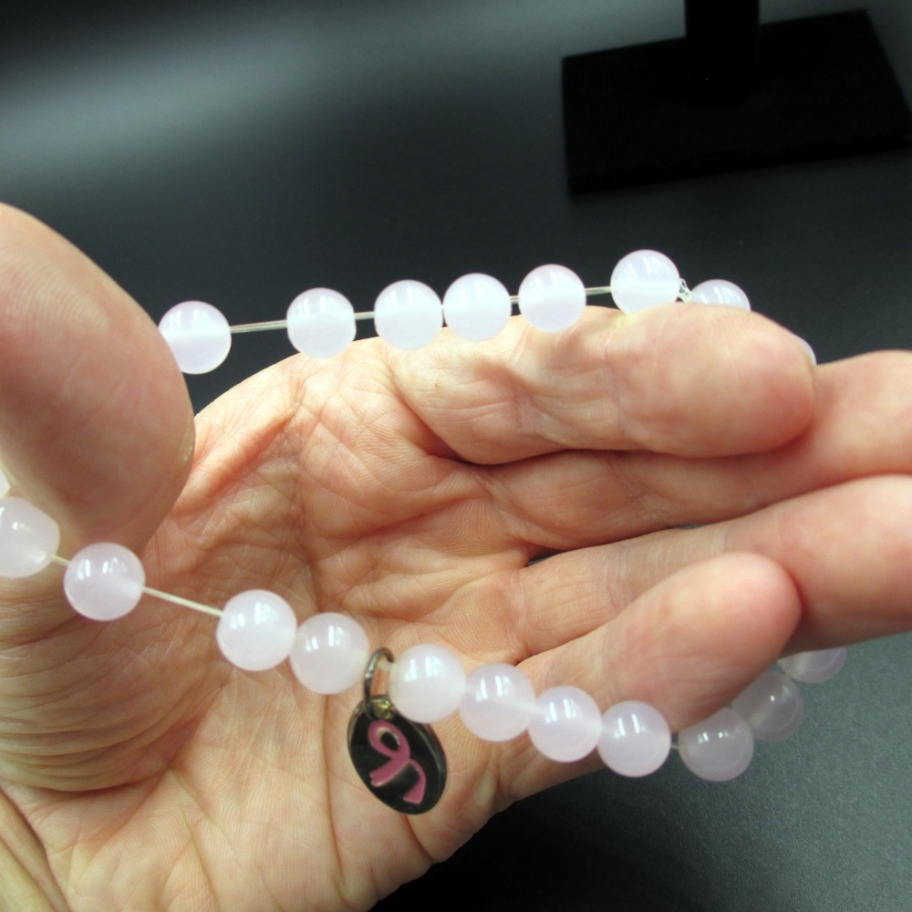 Cute Pink Stone Promise Breast Cancer Bracelet - Picture 7 of 7